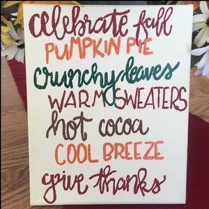 Hand lettered fall/autumn wall sign home decor